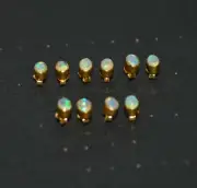 WHOLESALE 5PR 925 SILVER 24CT GOLD OVERLAY ETHIOPIAN OPAL STUD EARRING LOT D341