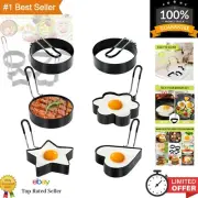 6 Pack Stainless Steel Egg Rings - Round Pancake Mold for Frying Eggs & Omelets