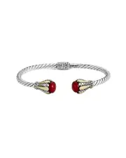 Samuel B. 18K & Silver Coral Twisted Cable Bangle Bracelet
