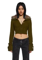 [Current Mood] Foolproof Attraction Knit Jacket - Olive