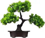 XLWLLNJ Artificial Bonsai Tree Green Bonsai Planter Small Plants Decor Plant Indoor for Table, Double Pine