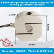 S-TYPE Beam Load Cell Scale Pressure Weight Weighing Sensor For 0-3000kg / 0-3T