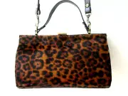 PATRICIA NASH ARDELLA LEOPARD TABACCO LEATHER METAL FRAME SATCHEL PURSE - NWT