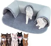 Washable Cat Cave, U Shape Cat Couch, Seasonal Cat Bed, Foldable Cat Cave, Plush Cat Bed, Cat Cave with Ball, Seasonal Cat Couch Foldable Play with Plush Ball Pet Supplies for Pets