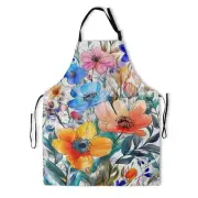 Colorful Floral Aprons with 2 Pockets Adjustable Art Painting Seasonal Kitche...