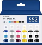 GUBFFON 552 Ink 600ml Refill Ink Bottle Replacement for EcoTank Photo ET-8550 ET-8500 Printer High Capacity 6-Pack (Not Sublimation Ink)