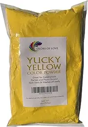 Colors of Love Yellow Holi Color Powder - 1 Pound Bag - Ideal for Color Run Events Bath Bombs Youth Group Color Wars Holi Events and More!