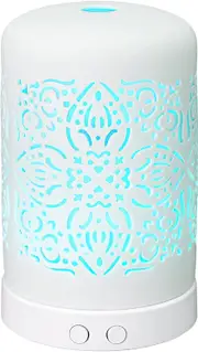 Essential Oil Diffuser Aromatherapy Humidifier: Air Mist Infuser for Large Room - Small Ultrasonic Scent Fragrance Vaporizer (Flower Pattern)