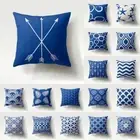Ocean Blue Polyester Pillowcase Sea Creatures Star Geometric Cushion Cover