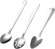 COLLBATH Grapefruit Spoon Set 3pcs Fruit Puree Scoops Serrated Edge Smooth Finish for Home Supplement Food Use
