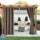LORDTEX Linen Look Indoor/Outdoor Curtains, 52" W x 95" L, Chocolate, Set of