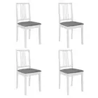Dining Chairs With Cushions 4 Pcs White Solid Wood polyester Dining Chairs