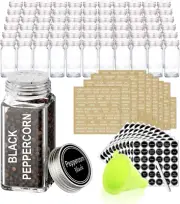 42 Glass Spice Jars with 703 Spice Labels, Chalk Marker and Funnel Complete Set.