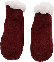 [LIFKOME] Plush Fleece Lined Non Thermal Socks for Adults Stylish Design Wine Cozy Indoor Slipper Socks for Comfort for Living Room and Bedroom Use