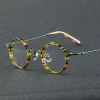 在飛比找蝦皮商城精選優惠-新款小圓框板材眼鏡86012復古眼框金屬平光現貨批發可配鏡