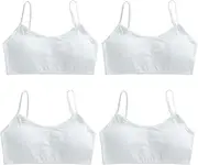 [FUIPVGI] 4 Pack Girls Sports Bras Soft Cotton Sports Bra Vest Training Bras Underwear with Removable Pads Crop Top for Girls 8-16 Years Old