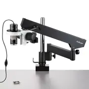 AmScope 10-280X 8MP Handheld USB LED Polarized Microscope+Articulating Arm+Clamp