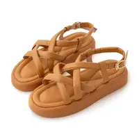 在飛比找momo購物網優惠-【amai】時尚交叉細帶羅馬厚底涼鞋 羅馬涼鞋 鬆糕涼鞋 厚