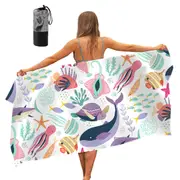 80 x 160cm Quick Dry Beach Towel Sand Free Beach Blanket Beach Mat with Storage Bag