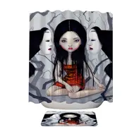 Scary Art Lovely Maiden and Faceless Ghosts Shower Curtain