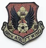 US Air Force 105th Airlift Wing Subdued Military Hook Back Patch