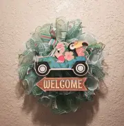 Tropical Welcome Wreath - Bright Colors - Deco Mesh & Ribbon