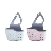 Catzon 2 Pcs Kitchen Sink Sponge Holder Hanging Ajustable Faucet Caddy-Blue Pink