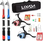 Mingzhe Fishing Rod Reel Combo Full Kit with 2PCS 2.1m Telescopic Fishing Rods 2PCS Spinning Reels Fishing Lures Hooks Accessories Fishing Bag