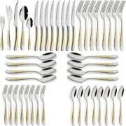 40-Piece Gold Silverware Set Stainless Steel Flatware Service for 8 Kitchen