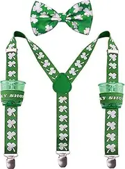 [AMPIL] St. Patrick's Day Suspenders Mens Suspender Adjustable Length, Durable Clips, Multiple Style to Choose