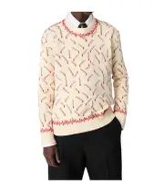 Cotton Jacquard Matches Jumper L,M Chalk/Beige/Tomato