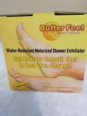 **BUTTER FEET SHOWER EXFOLIATOR -HANDS FREE--REMOVES CALLOUSES--NO HONEY SCRUB