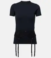 [Balenciaga] Balenciaga Lingerie cotton-blend jersey T-shirt AU 14 black