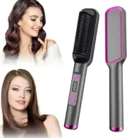 2IN1 Hair Straighteners Ceramic Straightener Curler Salon Hair Styler Brush CoNV