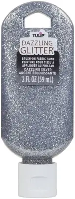 Tulip Dazzling Glitter Brush-On Fabric Paint 2oz-Silver 401-40197