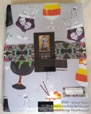 CYNTHIA ROWLEY HALLOWEEN TABLECLOTH 52" x 70 POISON COCKTAIL DRINKS SKULLS