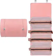 [FIVAVA] Cosmetic Bag 4-in-1 Makeup Bag Removable Foldable Cosmetic Organiser Bag Make Up Organiser Portable Make Up Bag with Four Removable Inner Pockets Travel Makeup Bag Pink, Pink