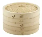 Davis & Waddell Bamboo Steamer with Lid 2 Tier Cooking Steamer Basket 26cm