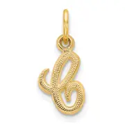 14K Yellow Gold 14Ky Script Letter C Initial Charm
