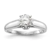 14k White Gold Simulated Diamond Peg Set Engagement Ring