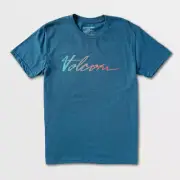 Volcom Fast Script Skateboard SS T-Shirt Tee Blue NEW NWT Streetwear Snow Surf