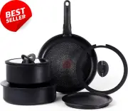 8-Piece T-Fal Ingenio Nonstick Cookware Set, Induction, Stackable, Black