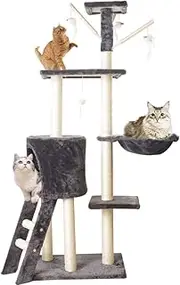 Cat Scratching Post, Mushroom Claw Scratcher Pole Natural Sisal Rope Scratching Board for Indoor Kitten Training Interactive Toys Activity Center Small Cats Tree Climbing Tower House Accessories (Multi-Level Cat Tower)