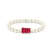 Genuine THOMAS SABO Pearl bracelet with red goldbears