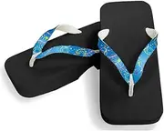 Hajime(一歩) [One Step] [Hajime] Geta Clogs, Soft and Water Resistant, Made of Sponge, 10.6 inches (27 cm), BK/Fireworks x Blue, Fireworks x Blue (Hanabi x Blue/27), Hannabi × Blue, 27.0 cm