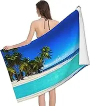 JBYJBX Palm Trees and Clear Sea Print Beach Towel Quick Dry Sandproof Microfiber Beach Bath Towel for Travel Pool Camping