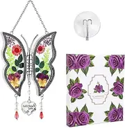 Suncatcher Butterfly Faith Hope Love Suncatchers Mother`s Day Mom Gifts Stained Glass Sun Catcher Hanging Wind Chime Ornament for Window Gift Nana Mother`s Day Valentine’s Birthday