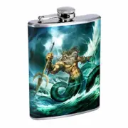 Sea God Em2 Flask 8oz Stainless Steel Hip Drinking Whiskey