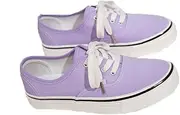 [nichangyuyi] Solid Color Casual Canvas Women's Shoes Autumn Versatile Trend Couple Sports Skateboard Flat Shoes, Purple, 7.5