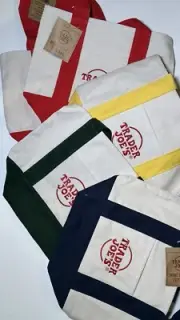 Trader Joe's NEW Limited Edition Embroidered HTF MINI CANVAS TOTE BAG